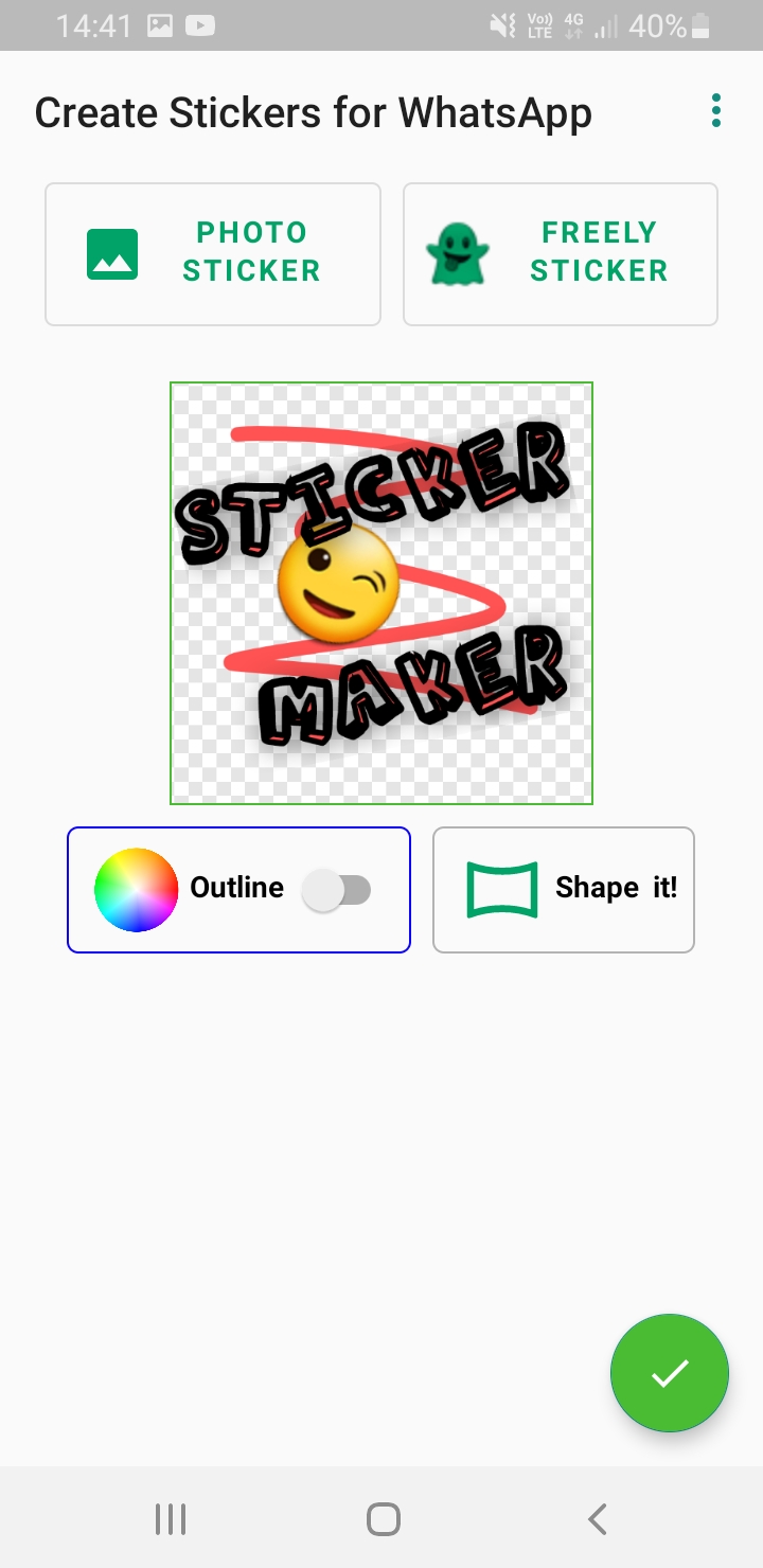 Create Stickers app — editing a sticker on a transparent canvas